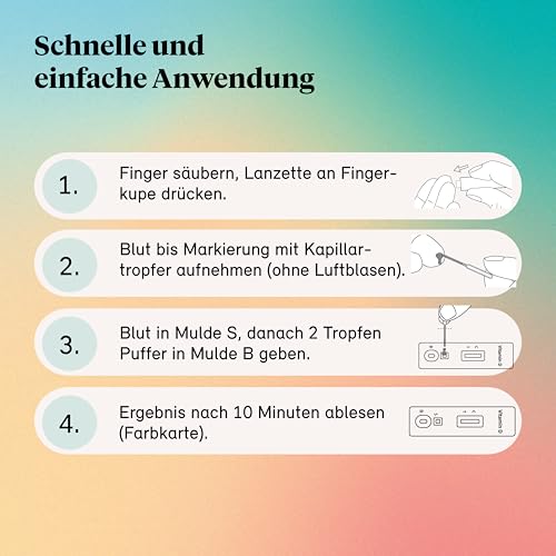 Vitamin D Test für zuhause - schneller Vitamin D3 Mangel Selbsttest | 2 Bluttests für zuhause ohne Labor | Probenentnahme durch Piektest am Finger | leicht abzulesen mit Hilfe der Farbkarte