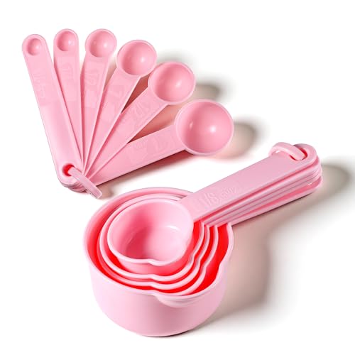 Set 11 Pzs Vasos y Cucharas Medidoras Plástico Rosa miniatura 1