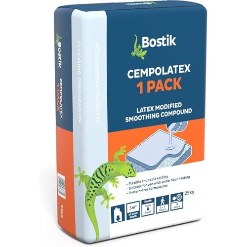 Bostik Cempolatex 1 Pack, Latex Modified Smoothing Compound Compound, Colour: Grey, 25kg