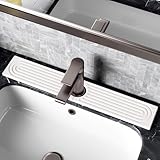 Stone Faucet Mat for Kitchen Sink, Diatomite Sink Protectors - Prevent Moisture Drying Stone Tray Fit Kitchen Counter & Bathroom Counter (White, 23.6' x 4')