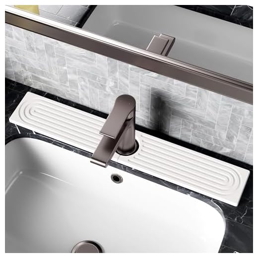 Stone Faucet Mat for Kitchen Sink, Diatomite Sink Protectors - Prevent Moisture Drying Stone Tray Fit Kitchen Counter & Bathroom Counter (White, 23.6" x 4")