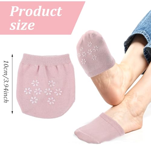 4Pairs No Show Liner Half Socks Women's Toe Socks for Mules Seamless Grip Non Slip Hiddens Toe Covers Toppers Liner2