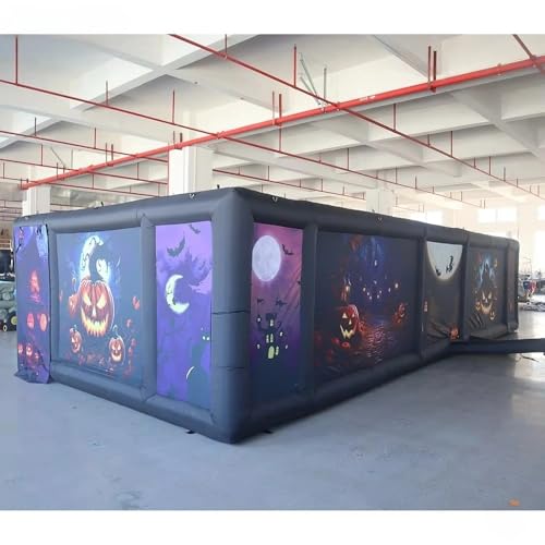 10x4m Inflatable Halloween Haunted House Maze Blow Up Air Labyrinth Maze Challenge Game(33x13ft with Blower)
