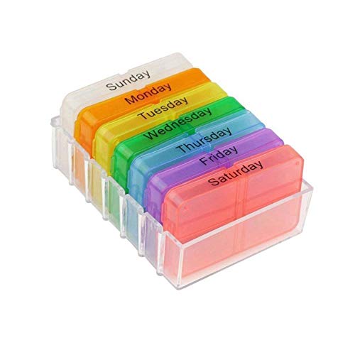 Huapa 7 Days Pill Case Pill Box Pill Organizer Weekly Storage Pill Dispenser