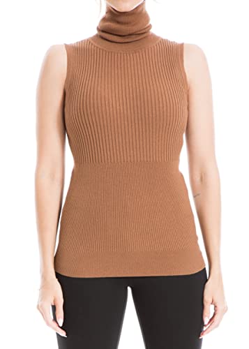 Image of Max Studio Women's Sleeveless Ribbed Turtle Neck Sweater