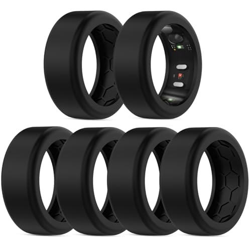 Snyeest 6�J�o�[ RingConn Gen 3/Gen 2/Gen 2 Air/Gen 1�v���e�N�^�[�Ή� ����~�߃f�U�C�� �V���R���P�[�X �t�B���K�[���b�p�[ Woking Out ���f�B�[�X �����Y �u���b�N*6-M 11/12/13/14�p