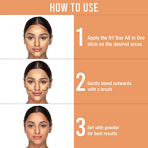 Image of NY Bae All In One Stick - Foundation Concealer Contour Color Corrector Stick | Flawless Texture, Natural Finish | For Fair Skin - Slaying Nude in Times Square 15