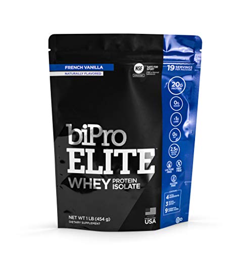 Bipro Elite 100% Whey Protein Powder Isolate For High-Intensity Fitness, French Vanilla, 1 Pound - Approved For Sport, Sugar Free, Suitable For Lactose Intolerance, Gluten Free #TOP2
