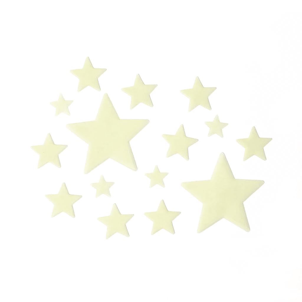 Legami - Super Stars, Stelle Fosforescenti Adesive, L Max 7 cm, in PVC, si Caricano Durante il Giorno con la Luce e la Rilasciano di Notte, 24 Stelle, 3 diverse Misure