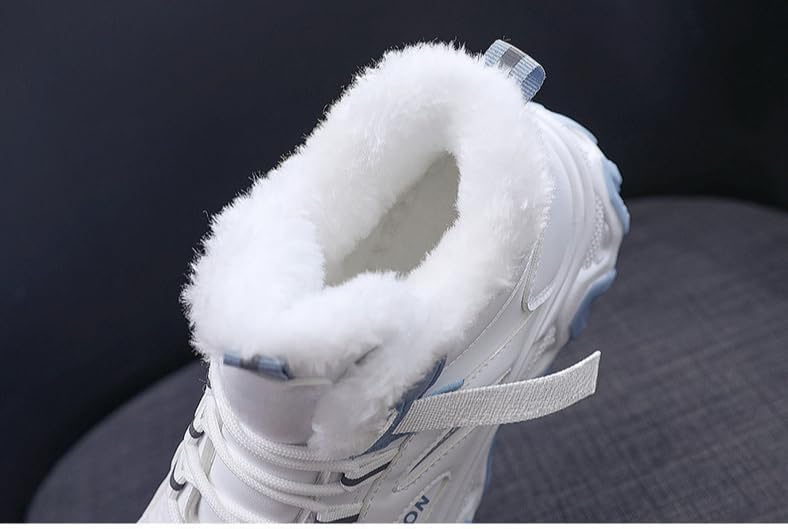 Women's Casual High Top Shoes, Winter Plush Lined Warm Shoes, Thick Soled Lace-up Sports Shoes
