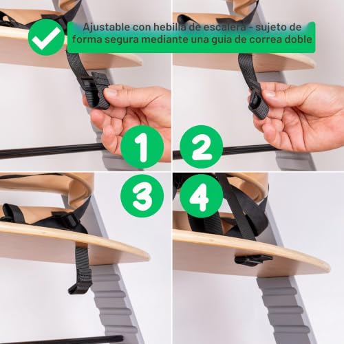 Miniatura 6 de Sistema De Arnés De 3 Puntos Para Trona, 1 Juego, Compatible Con Bebeconfort, Ikea, Kinderkraft, Safety 1st, Y Muchos Más, En Negro, Con Correa De Entrepierna, Arnés De Seguridad Ajustable Para Trona