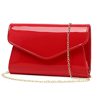 Patent Leather Envelope Clutch Womens Evening Handbag Stylish Shoulder Bag Bag for Christmas Wedding Party Prom(Red 916)