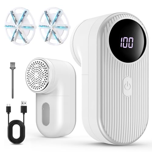 Lint Removers for Clothes, 5W Electric Bobble Remover With 3 Speeds, Fabric Shaver Rechargeable with 2 Shaving Heads, Fluff Shaver Brush Fuzz Debobbler for Clothes Blanket Carpet Bobbles Sofa
