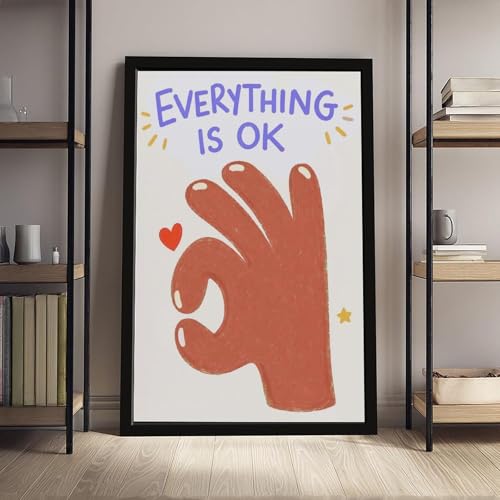 Impression sur toile Everything Is OK message positif cadre noir - 4