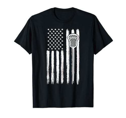 Lacrosse USA Flag Lacrosse Player men woman kids T-Shirt