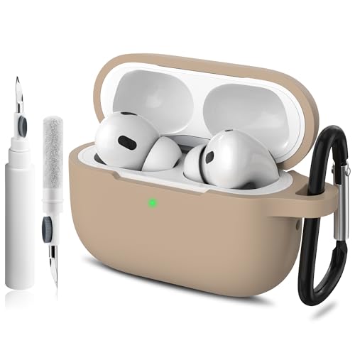 Image of Meliya for AirPods Pro 2 /1 Gen (2023 /2022 /2019) Case Cover with Cleaning Kit and Keychain, Soft Silicone Case Compatible with Airpods Pro 2 (USB-C /Lightning Cable) - Milk Tea