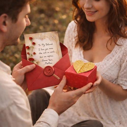 Image of Celebrations Heart Return Box with Emotional Love Letter & 2 Red Envelopes, Romantic Message Gift Box for Couples, Husband & Wife, Perfect for Anniversary, Valentine's Day & Special Moments