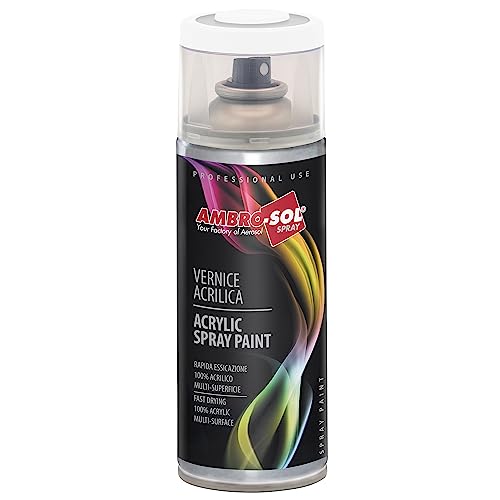 Ambro-Sol V400PAST3 Smalto Acrilico Multiuso, Vernice Brillante per Interni ed Esterni, Adatto per Qualsiasi Tipo di Materiale, Bomboletta Spray in Banda Stagnata Riciclabile 400 ml, Bianco Lucido