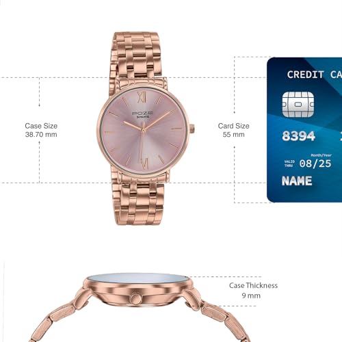 Image of Sonata Poze 9 with Quartz Analog Pink Dial IPRG Strap Watch for Women - SP80183WM01W