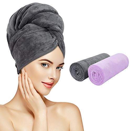 SUNLAND Microfiber Hair Towel 40 X 20 inch 2 Pack Multicolour