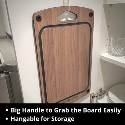 Beast Canteen Dishwasher Safe Cutting Board, Made Of Wood Fiber Composite, Bpa Free, Non-Slip Rubber Feet, Juice Groove, Handle, Walnut Color, Thin, Large, Cut Meat, Cheese, Fruit, Steak #TOP4