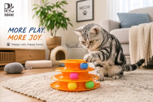 Image of PetVogue Interactive 3 Layers Tower Track Roller with Colorful Balls for Cats and Kittens | Turntable Puzzle Toy for Mental and Physical Exercise (Color May Vary)