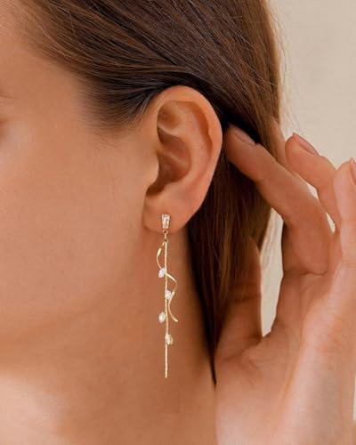 Dangle Earrings for Women- 14K Gold Plated Butterfly Heart Star Hoop Chain Tassel Design Long Dangle Earrings2