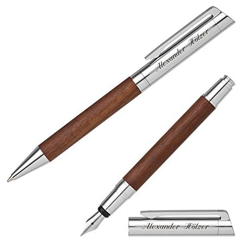 Senator Schreibset TIZIO 6252 Nussbaumholz Kugelschreiber Füller mit persönlicher Gravur und Geschenk-Etui Cover