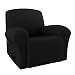 Rose Home Fashion RHF 4 Separate Piece Stretch Recliner Slipcovers, Recliner Chair Cover, Recliner Cover Furniture Protector Elastic Bottom, Recliner Slipcover with Side Pocket (Black-Recliner)