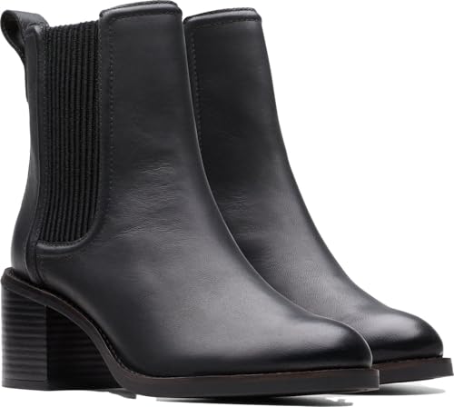 Clarks Clarks Women's Chamberly Top Chelsea Boot, Black Leather, 8