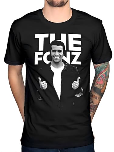 EYGT45Ysw UUC Happy Days The Fonz Graphic T-Shirt TV Series Retro Fonzarelli_156 Black L