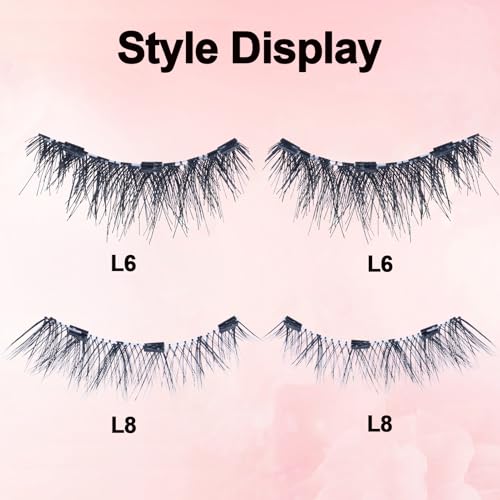 Image of LAUBESS Magnetic Eyelashes with Applicator 2 Pair No Glue Needed Natural Look Magnetic Lashes Easy to Wear and Remove(L06 /L08)