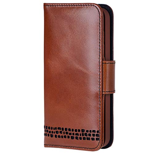Étui à rabat iPhone 16 Pro Max cuir véritable antichoc portefeuille Ed Hicks marron
