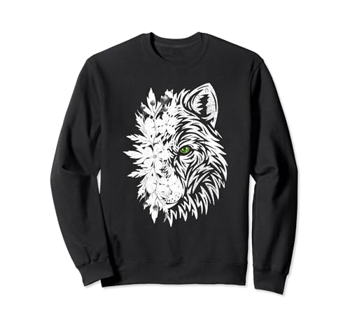 Lobo Floral Vintage Flores Cottagecore Lobos Amante Sudadera