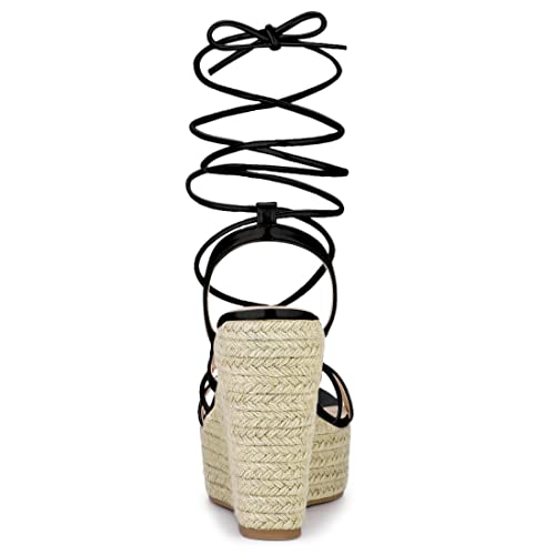 Allegra K Women's Espadrilles Platform Wedges Heel Lace Up Sandals3