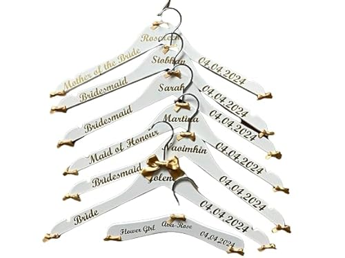 Named Wedding Hangers (set of 7) Bride to Be Hanger Bridesmaids Hangers Personalised Hangers by CleverCHIC