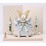 中外陶園 薬師窯 染絵出世兜飾り 白藍 【5787】 五月人形 インテリア 縁起物