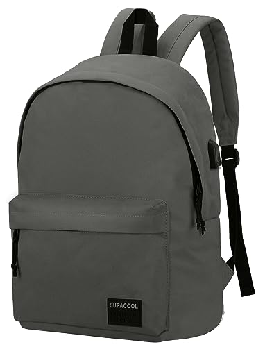 SUPACOOL Leichter Laptop Rucksack für Herren Damen, Schulrucksack mit USB Ladeanschluss für Jungen, Mädchen und Teenager, Rucksack Daypack für College
