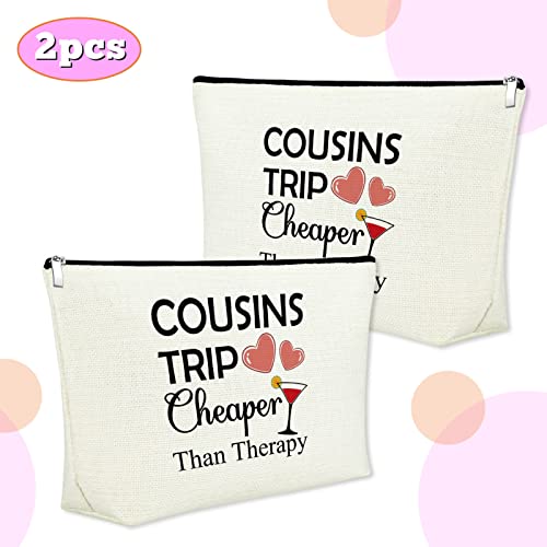 Cousin Makeup Bags for Women 2 Pieces Cousins Trip Gifts Bags Bulk Inspirational Gift for Cousin Gifts from Cousins Funny Gifts for Cousin Cosmetic Bag Female Friendship Weekend Gifts Birthday Gift3