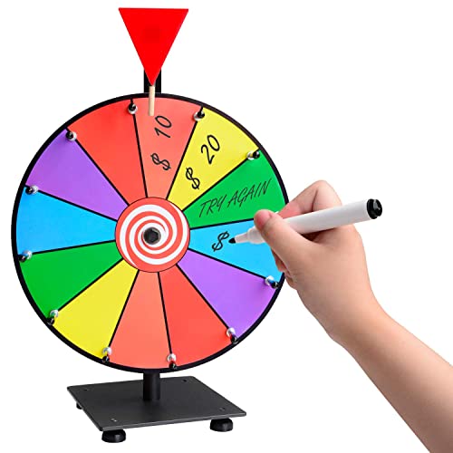 Klvied 14 Inch Heavy Duty Prize Wheel, 12 Slot Tabletop Color Spinning Wheel With 2 Model Clicker, Carnival Spin Wheel With Dry Erase Markers And Eraser For Trade Show, Fortune Spin Game #TOP7