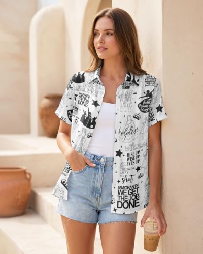 Image of 99TIMORO Fantasy Character Button Shirt Women, Novel Movie Themed Button Short Sleeve for Valentine's Day