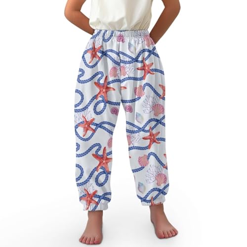ORGYPET Starfish Shell Girls Trousers Girls Wide Leg Pants L Slim Fit Warm Blue Boys Lantern Trousers Wide Lantern Leg Pants Trousers for Girls Breathable Fabric for All Day Wear 2024