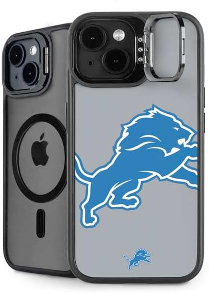 Skinit Kickstand Phone Case Compatible with iPhone 15 Plus - Officially Licensed NFL Detroit Lions Double Vision Design