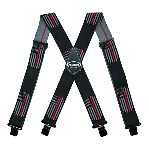 Kunn Suspenders For Men American Flag - 2 Inch Wide Heavy Duty Clips Adjustable Suspender #TOP23