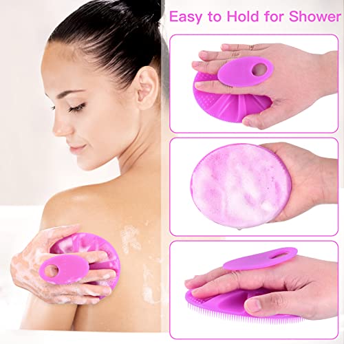 INNERNEED Food-grade Soft Silicone Body Cleansing Brush Shower Scrubber, Gentle Exfoliating and Massage for all Kinds of Skin (Purple+Dark Green))