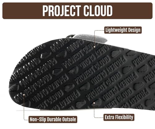 Image of Project Cloud 100% Genuine Leather Sandals Women Dressy Beach Essentials Slides for Women Footwear - Lightweight with Memory Foam Insole Sandals for Women 2026 - Womens Slides