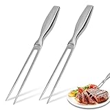 2 Stück Fleischgabel, Edelstahl Grillgabel Tranchiergabel 27cm Fleischgabel mit Griff Gerade Lange Gabel für Grill Steaks Braten Brathähnchen