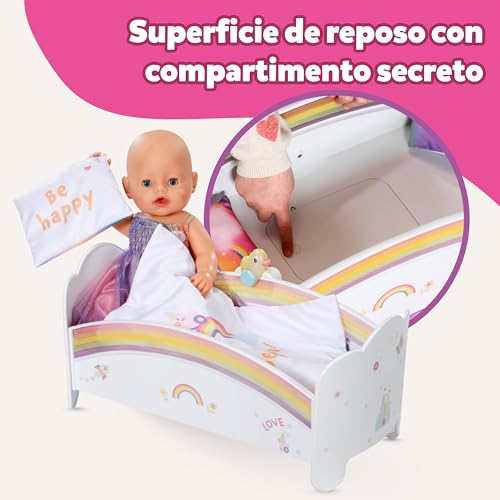 Cama arcoíris BABY born accesorio de juguete con ropa de cama reversible 4