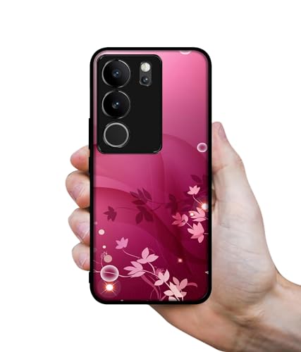 Image of Pink Abstract Design Premium 2D Printed Metal Back Case Cover for Vivo V29 5G / V29 Pro 5G