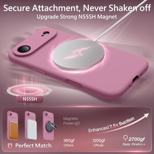 Image of FireNova Magnetic for iPhone Air Case, Compatible with MagSafe, [Integrated Silicone Camera Control Button] [Camera Protection] Microfiber Lining Phone Case for iPhone 17 Air, 6.5 inch, Lilac Purple